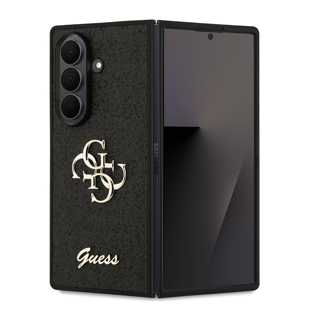 Galaxy Z Fold 7 Kılıf Guess Orjinal Lisanslı 4G Büyük Metal Logolu Glitter Kapak
