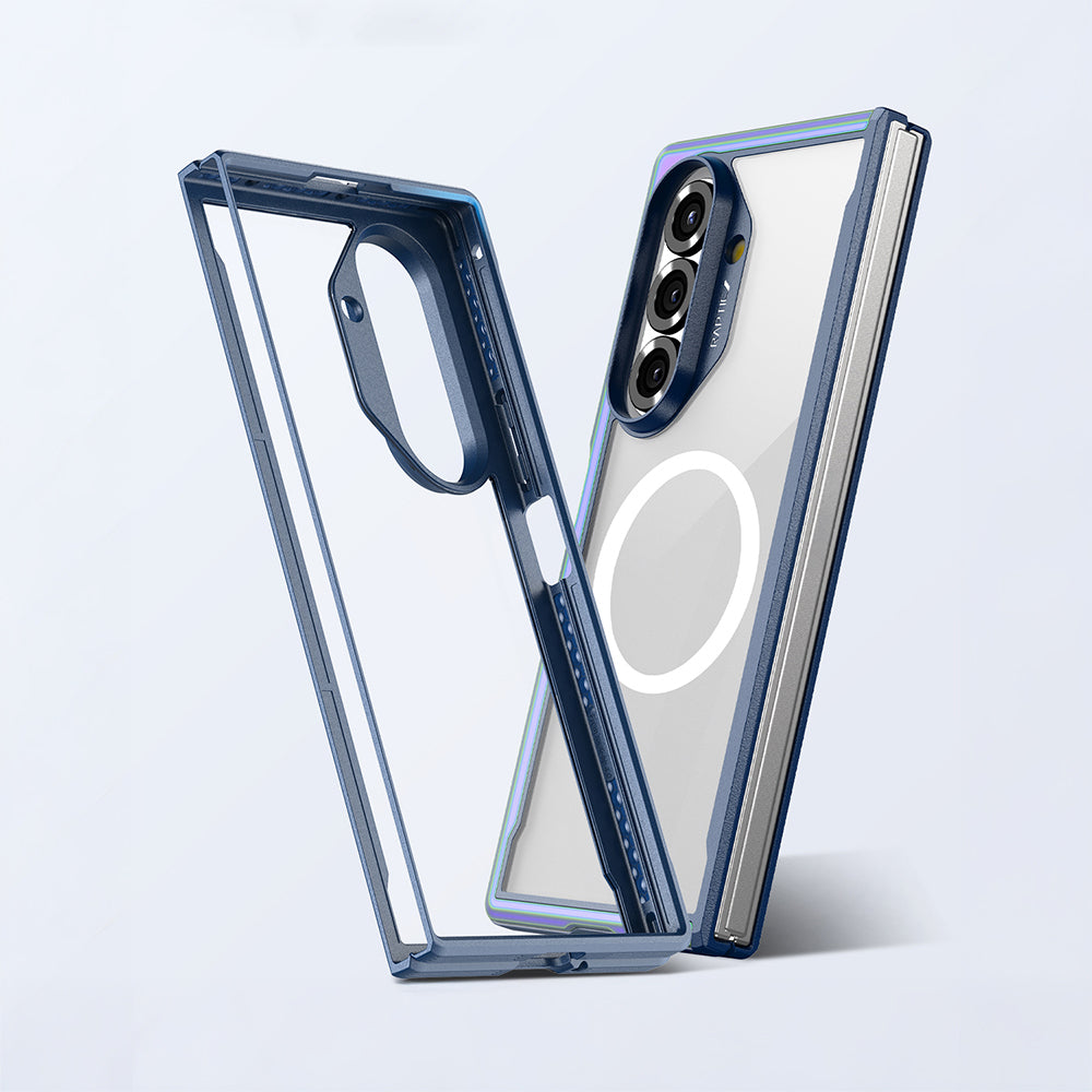 Galaxy Z Fold 7 Kılıf M-safe Şarj Özellikli Airbagli Raptic Shield Serisi Şeffaf Arka Yüzey Kapak