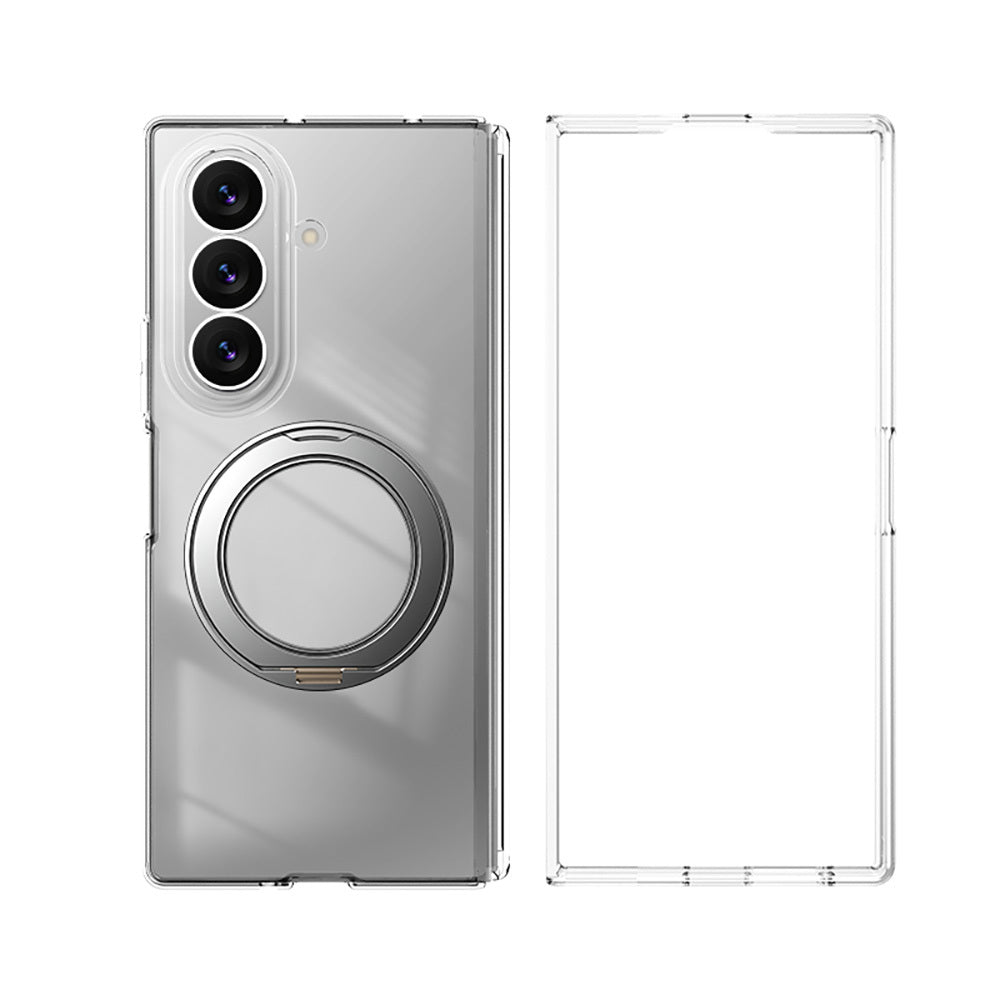 Galaxy Z Fold 7 Kılıf M-safe Şarj Özellikli Transparan Sert PC Wlons Pita Standlı Kapak
