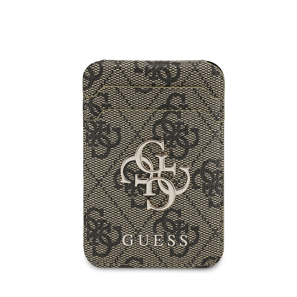 Guess Orjinal Lisanslı PU Deri 4G Desenli Metal Büyük 4G ve Yazı Logolu Standlı Magnetik Kartlık