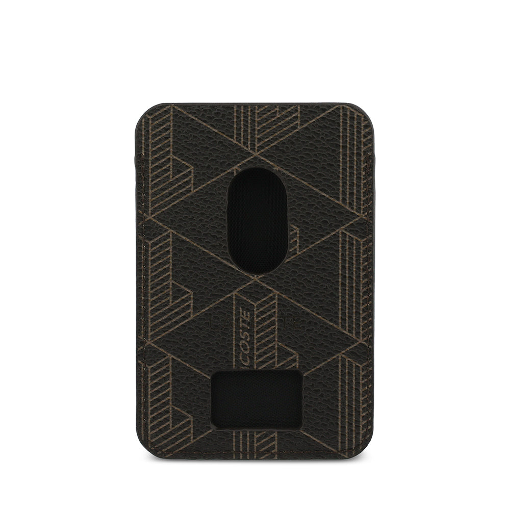 Lacoste Orjinal Lisanslı 2 Hazneli PVC Karışık Monogram Desenli Magnetik Kartlık