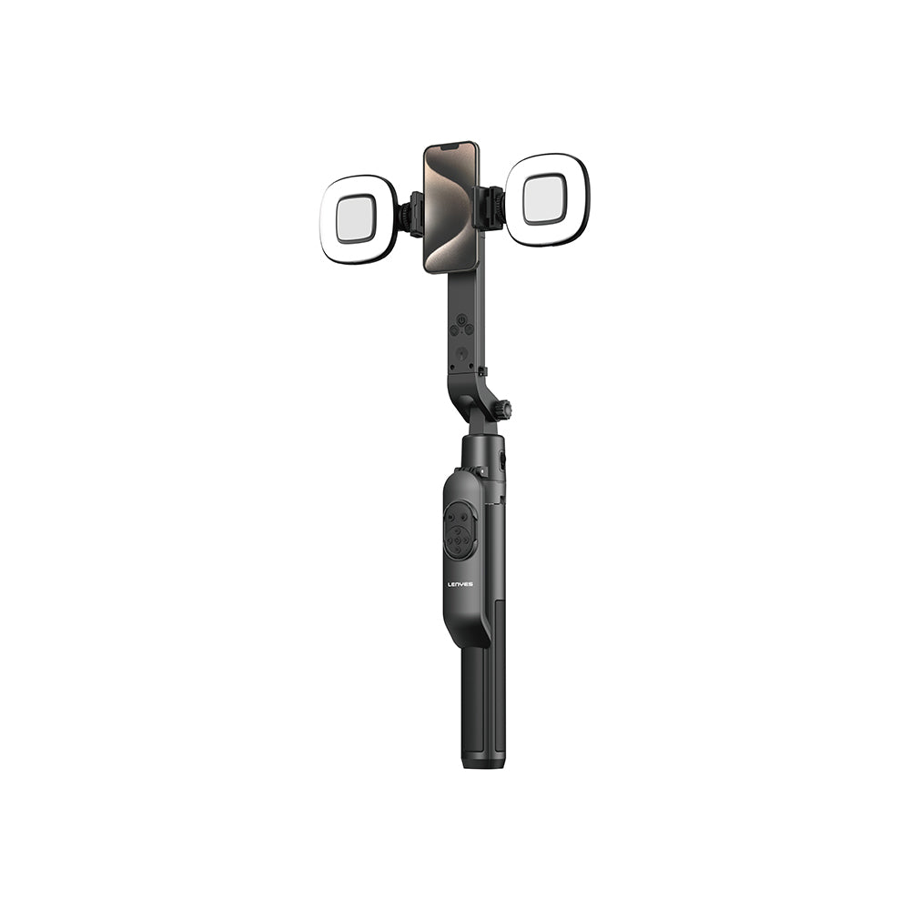 Lenyes LPH119 Yapay Zeka Destekli Dolgu Işıklı Kumandalı 360 Derece Dönebilen Selfie Çubuğu ve Tripod