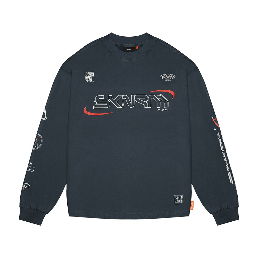 Skinarma Neptune Uzun Kollu Oversize Unisex Bisiklet Yaka Lacivert Sweatshirt