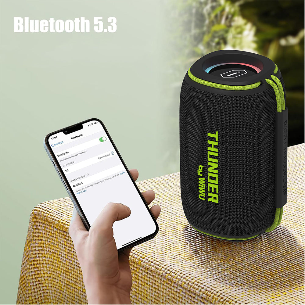 Wiwu H5 Su Geçirmez RGB Işıklı TWS Bluetooth Hoparlör v5.3 15W Siyah