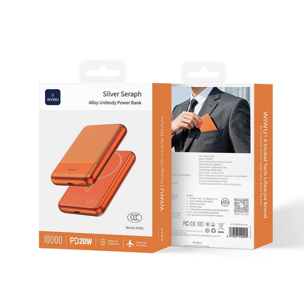 Wiwu Wi-P089 LED Işık Göstergeli PD 20W Kablosuz Powerbank 10.000mAh 15W
