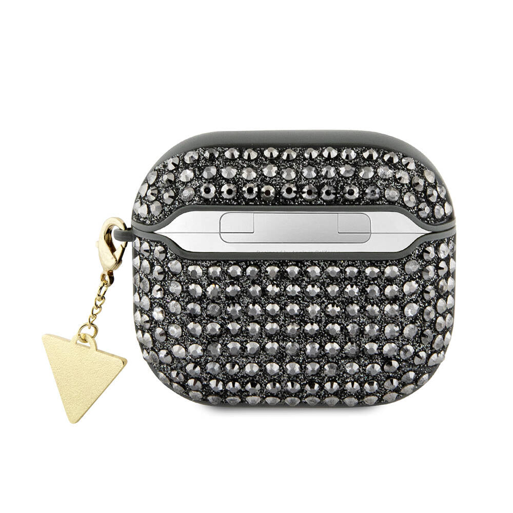 Apple Airpods 3. Nesil Kılıf Guess Orjinal Lisanslı Parıltılı Taş Kaplamalı Üçgen Logo Süs Zincirli Kapak