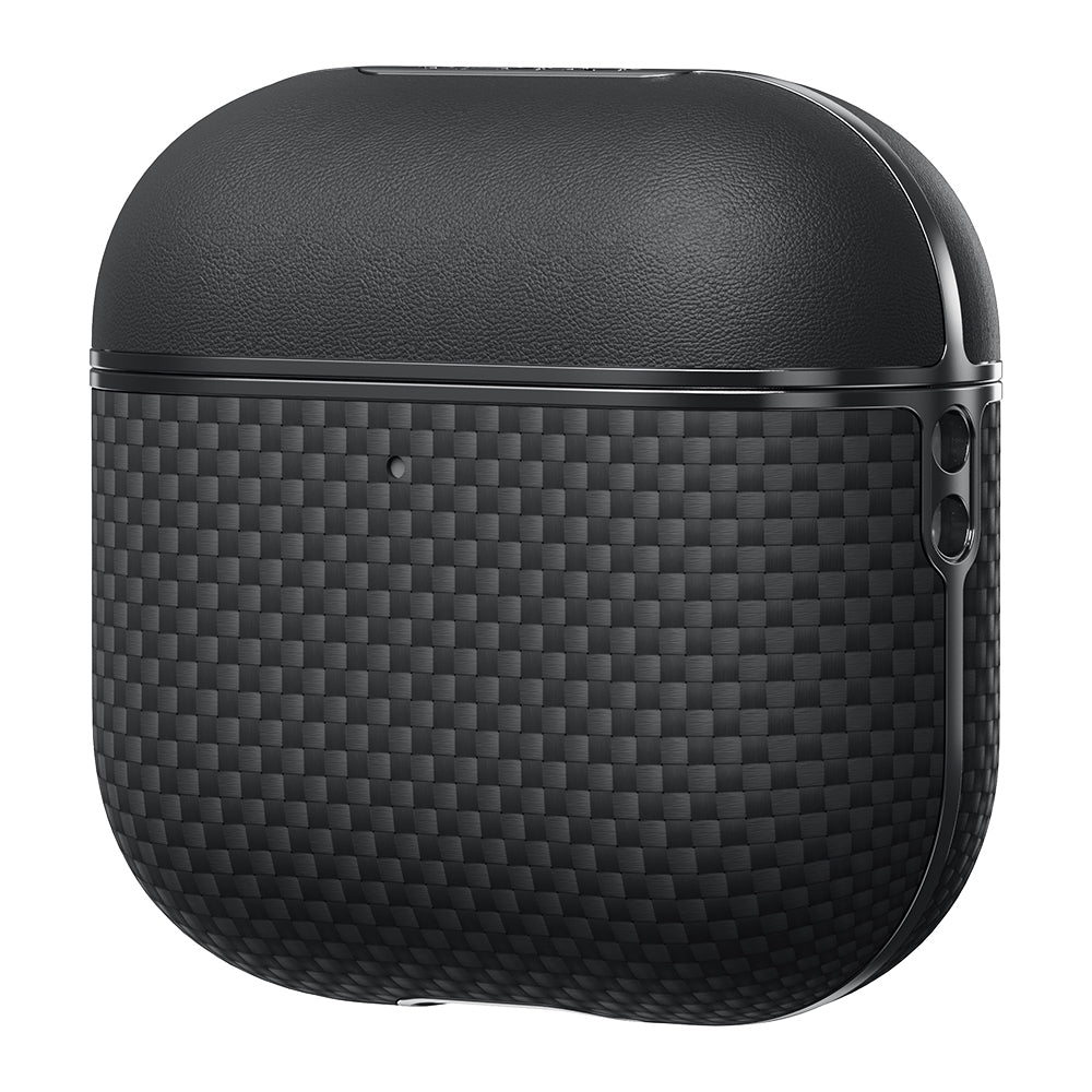 Apple Airpods Pro 2 Kılıf 1500D Aramid Fiber Pitaka Ultra-Slim Classic Serisi Black-Grey Twill Kapak