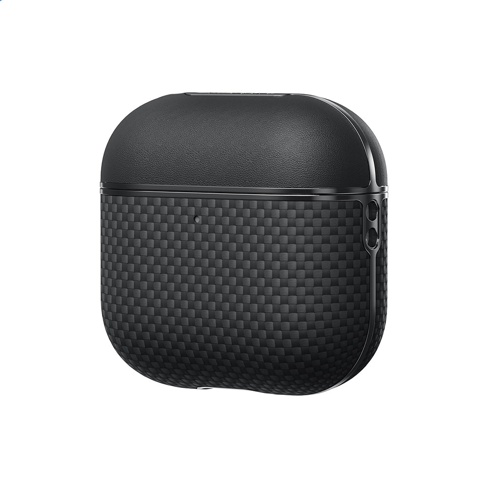 Apple Airpods Pro 2 Kılıf 1500D Aramid Fiber Pitaka Ultra-Slim Classic Serisi Black-Grey Twill Kapak