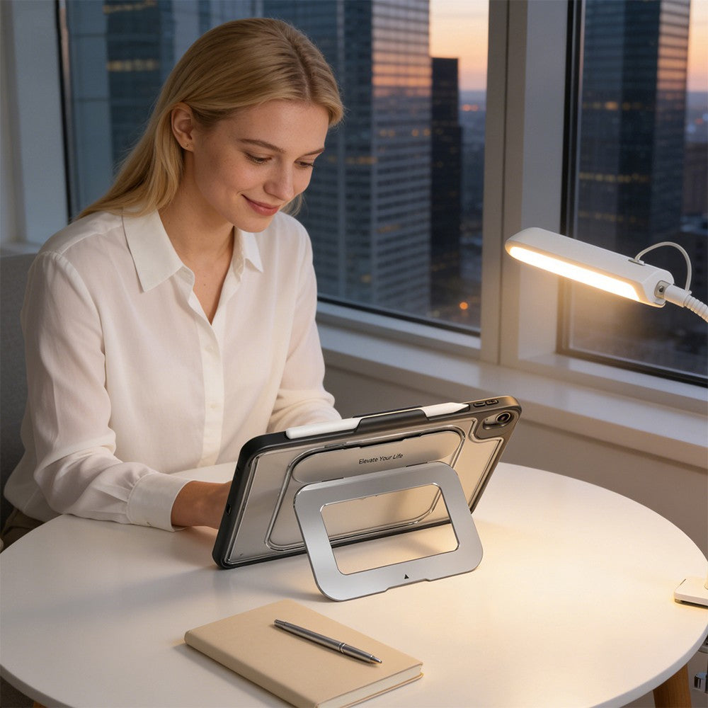 Apple iPad Air 11 2024 Mutural AlloyKick Serisi Kalem Bölmeli Alüminyum Standlı Tablet Kılıfı