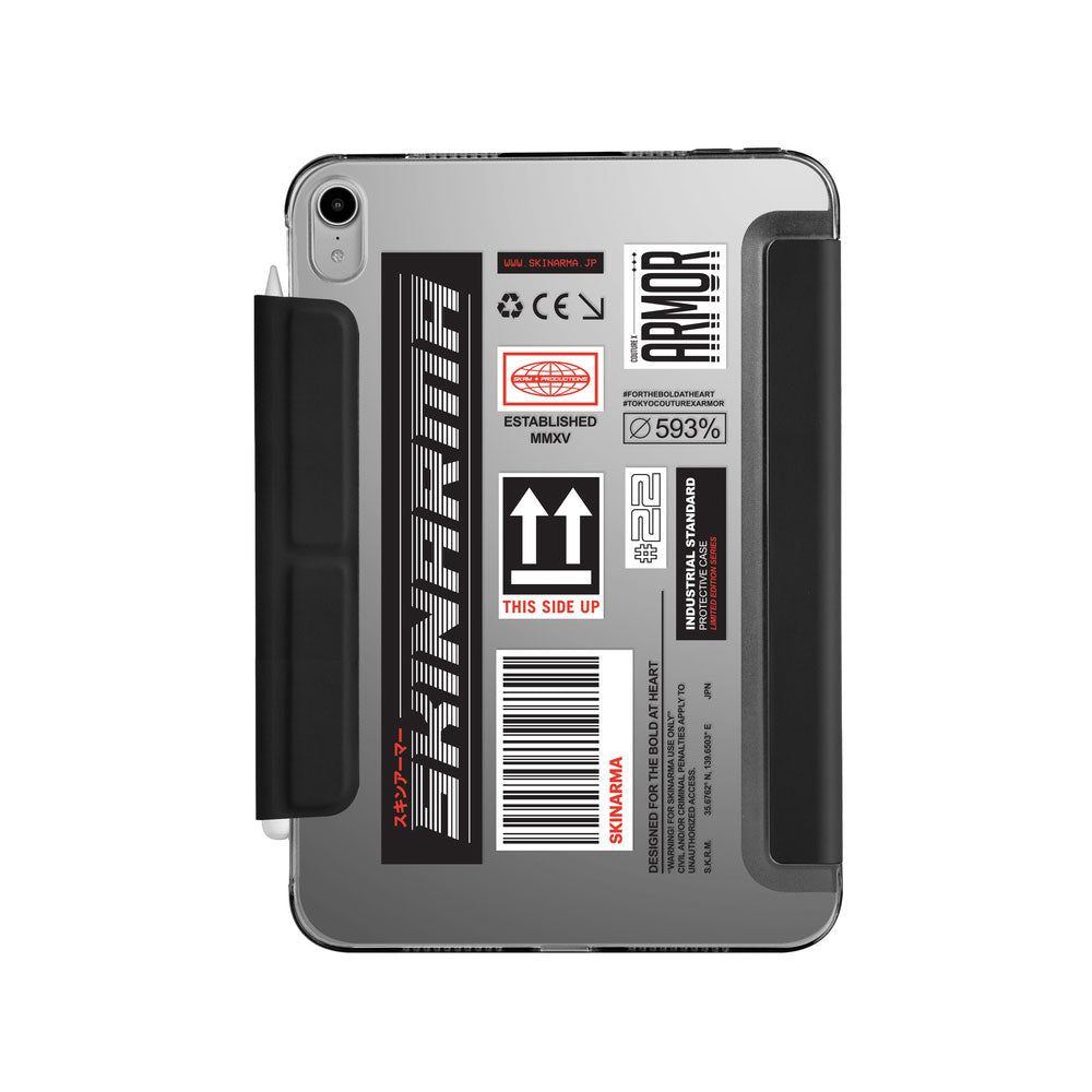 Apple iPad Pro 11 2025 M5 Kılıf SkinArma Sticker Tasarımlı Kalemlikli Arkası Şeffaf Standlı Magnetik Taito Kılıf