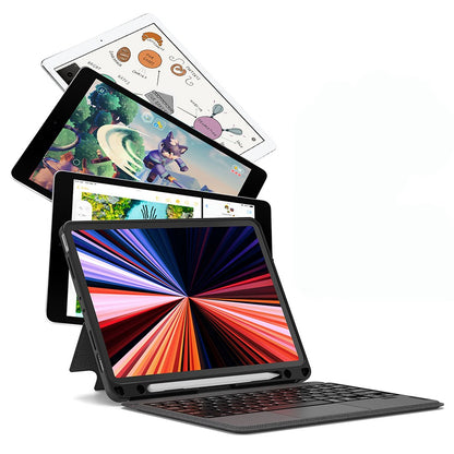 Apple iPad Pro 12.9 2021 (5.Nesil) Wiwu MagTouch Serisi Gizli Kalem Bölmeli Klavyeli Kılıf