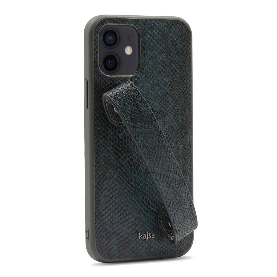 Apple iPhone 12 Kılıf Kajsa Glamorous Serisi Snake Handstrap Kapak