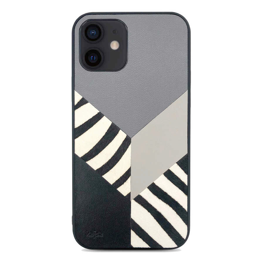 Apple iPhone 12 Kılıf Kajsa Glamorous Serisi Zebra Combo Kapak