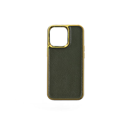 Apple iPhone 13 Mini Kılıf Wiwu Genuine Leather Gold Calfskin Orjinal Deri Kapak