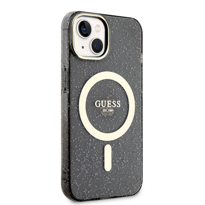 Apple iPhone 14 Kılıf GUESS M-safe Şarj Özellikli Glitter Kapak