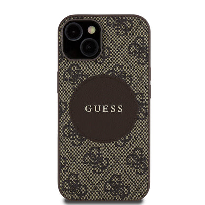 Apple iPhone 14 Kılıf Guess Orjinal Lisanslı M-safe Şarj Özellikli Yazı Logolu Circle Classic Kapak