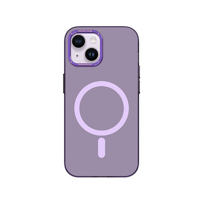 Apple iPhone 14 Kılıf M-safe Şarj Özellikli Metal Kamera Çerçeveli Recci Glaze Serisi Kapak