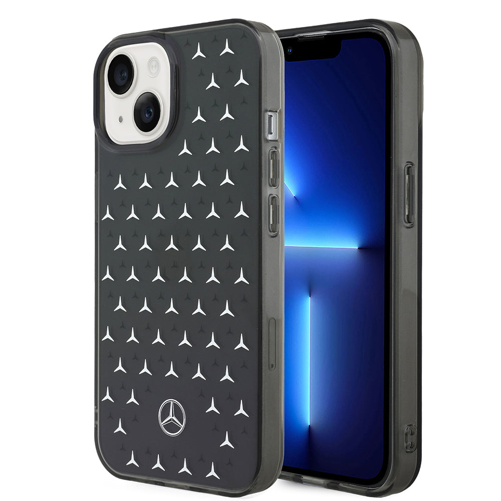 Apple iPhone 14 Kılıf Mercedes Benz Çift Katmanlı Yıldız Desenli Dizayn Kapak