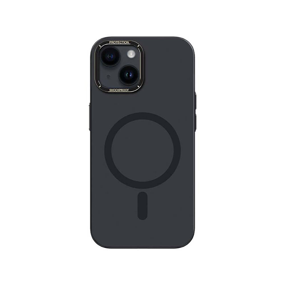 Apple iPhone 14 Plus Kılıf M-safe Şarj Özellikli Metal Kamera Çerçeveli Recci Glaze Serisi Kapak