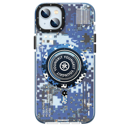 Apple iPhone 14 Plus Kılıf M-safe Şarj Özellikli YoungKit Kamuflaj Serisi Kapak