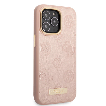 Apple iPhone 14 Pro Kılıf GUESS M-safe Şarj Özellikli PU Deri Metal Logolu Kapak