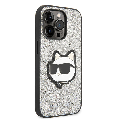 Apple iPhone 14 Pro Kılıf Karl Lagerfeld Parlak Taşlı Choupette Dizayn Kapak