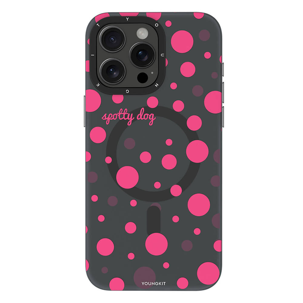 Apple iPhone 14 Pro Kılıf M-safe Şarj Özellikli Polka Dot Desenli Youngkit Spots Serisi Kapak