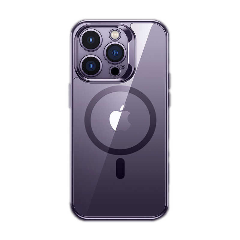 Apple iPhone 14 Pro Kılıf M-safe Şarj Özellikli Premium Cam Arka Yüzey Benks Electroplated Kapak
