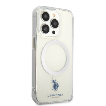 Apple iPhone 14 Pro Kılıf U.S. POLO ASSN. M-safe Şarj Özellikli Transparan Tasarım Kapak