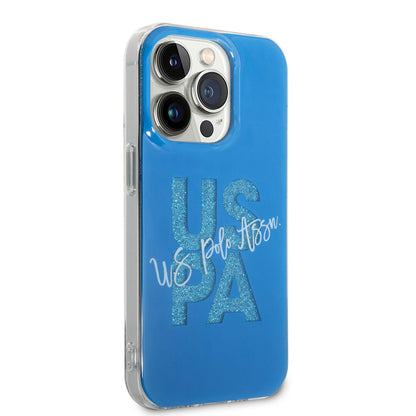 Apple iPhone 14 Pro Kılıf U.S. POLO ASSN. Simli Parlak Alfabe Tasarım Kapak