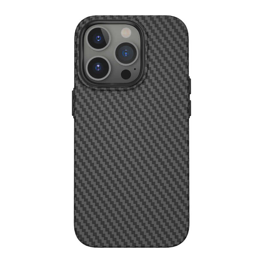 Apple iPhone 14 Pro Kılıf Wiwu Karbon Fiber Görünümlü M-safe Wireless Şarj Özellikli Kabon Kapak