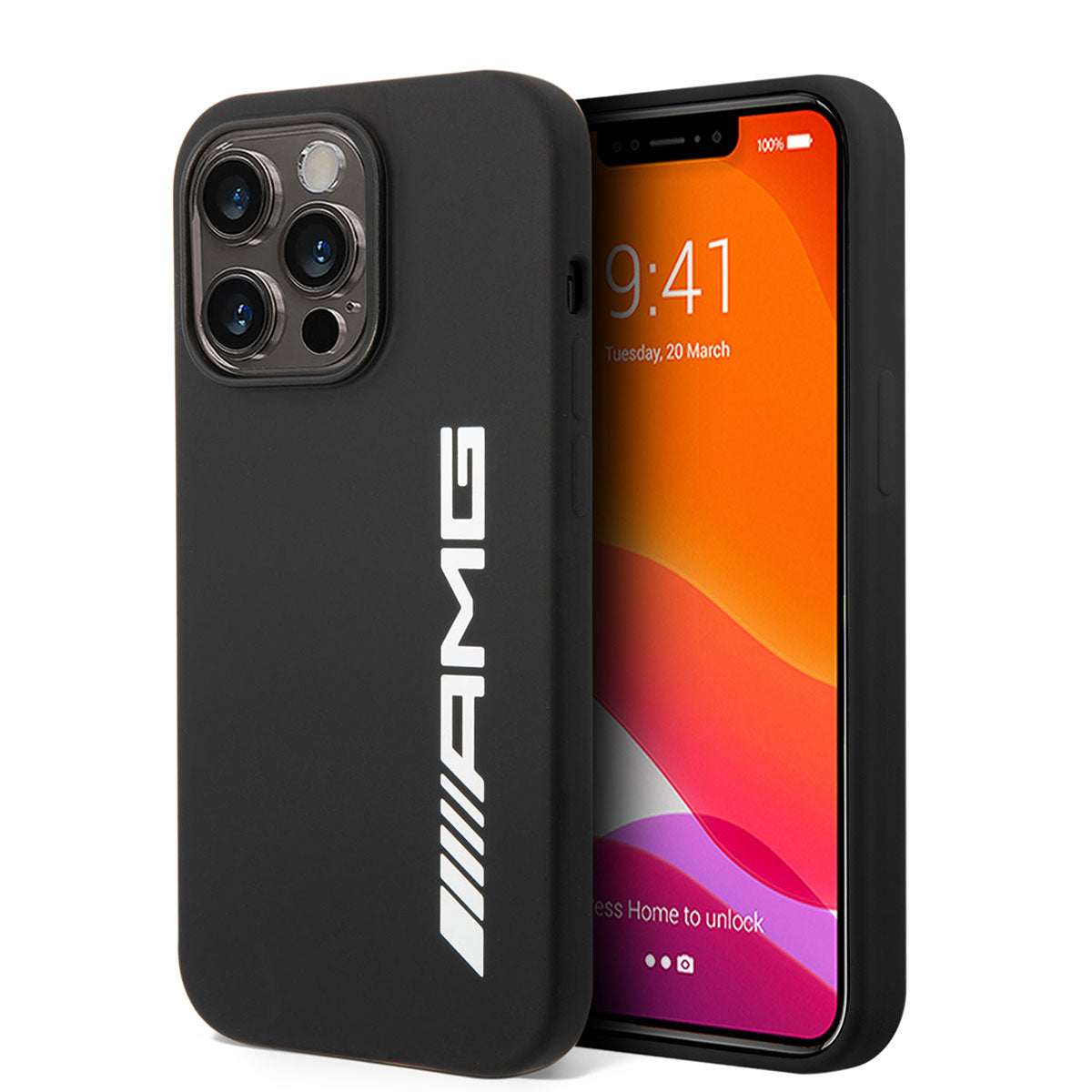 Apple iPhone 14 Pro Max Kılıf AMG M-safe Şarj Özellikli Büyük Logo Dizayn Kapak