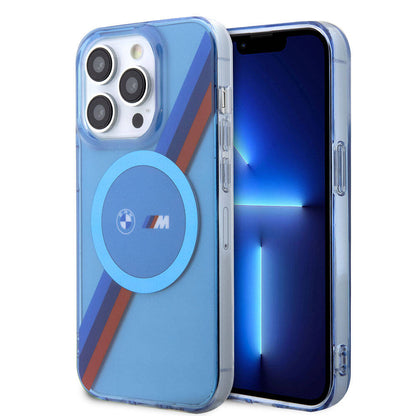 Apple iPhone 14 Pro Max Kılıf BMW M-safe Şarj Özellikli Transparan Tricolor Stripes Orjinal Lisanslı Kapak