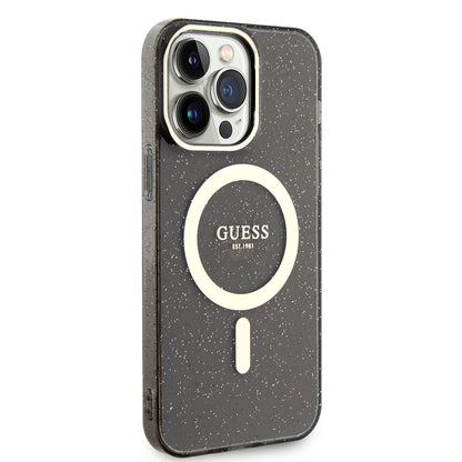 Apple iPhone 14 Pro Max Kılıf GUESS M-safe Şarj Özellikli Glitter Kapak