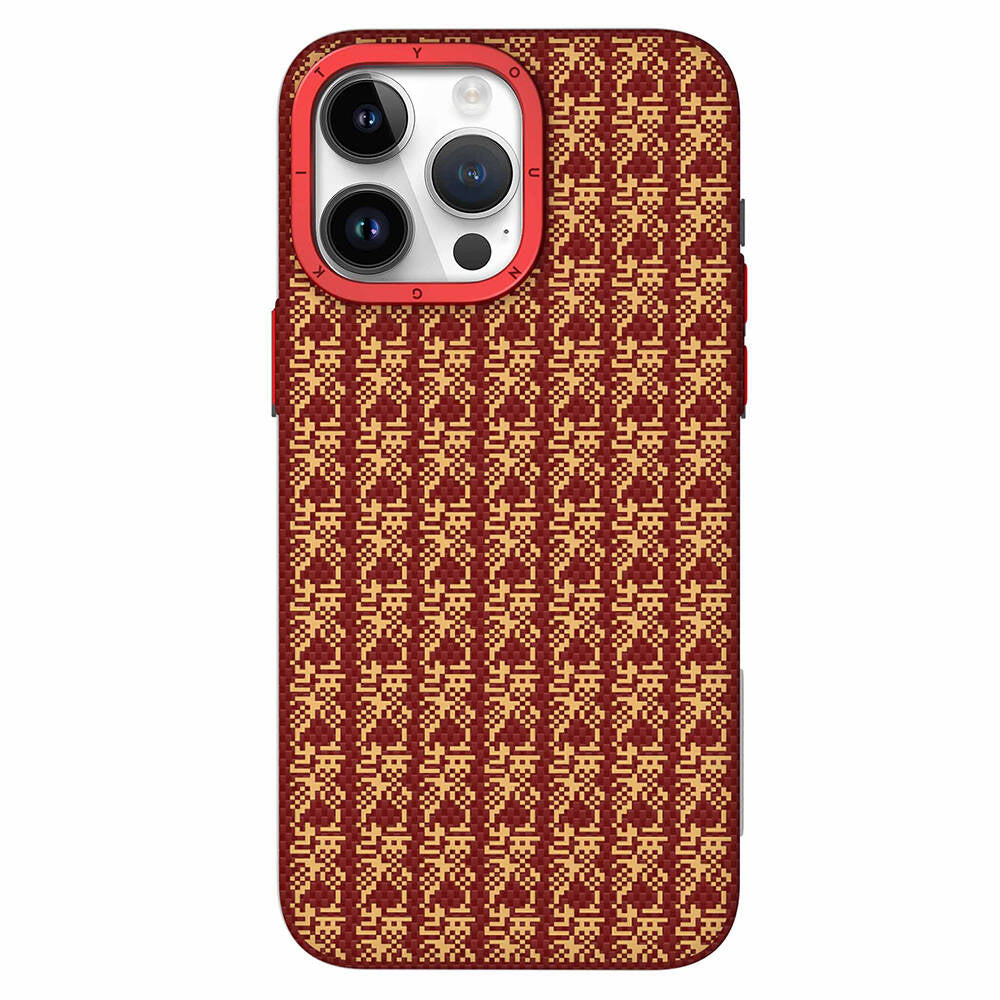Apple iPhone 14 Pro Max Kılıf M-safe Şarj Özellikli Kevlar 1500D Youngkit Auspicious Loong Serisi Kapak