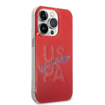 Apple iPhone 14 Pro Max Kılıf U.S. POLO ASSN. Simli Parlak Alfabe Tasarım Kapak