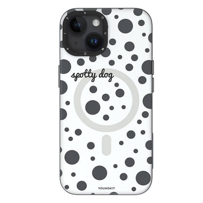 Apple iPhone 15 Kılıf M-safe Şarj Özellikli Polka Dot Desenli Youngkit Spots Serisi Kapak