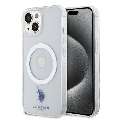 Apple iPhone 15 Kılıf U.S. Polo Assn. Orjinal Lisanslı M-safe Şarj Özellikli Transparan Tasarım Kapak
