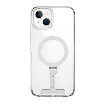 Apple iPhone 15 Plus Kılıf Wiwu FYY-014 M-safe Şarj Özellikli Alüminyum Alaşım Metal Standlı Şeffaf Kapak
