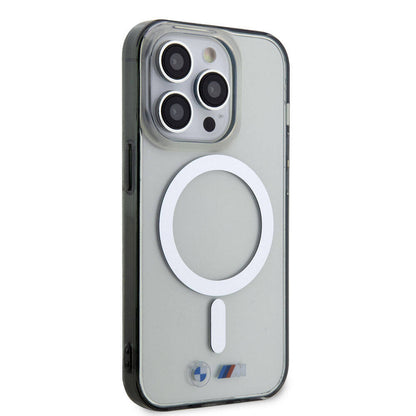 Apple iPhone 15 Pro Kılıf BMW M-safe Şarj Özellikli Transparan Silver Ring Orjinal Lisanslı Kapak