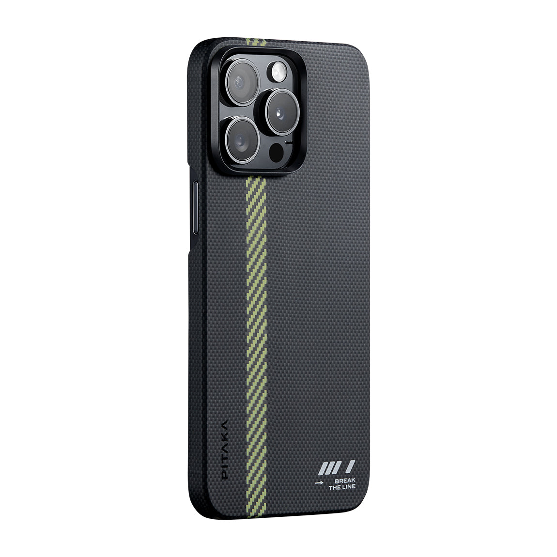 Apple iPhone 15 Pro Kılıf M-safe Şarj Özellikli Aramid Fiber Pitaka Tactile Woven Break The Line Kapak