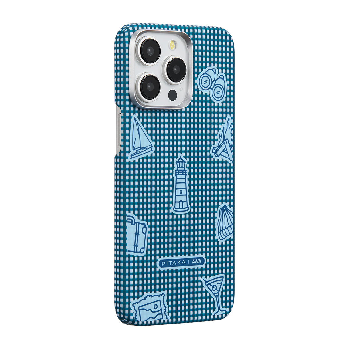 Apple iPhone 15 Pro Kılıf M-safe Şarj Özellikli Awa Tasarımlı 1500D Aramid Fiber Pitaka Ultra-Slim Classic Serisi Ocean Kapak