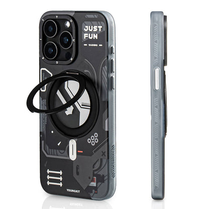 Apple iPhone 15 Pro Kılıf M-safe Şarj Özellikli Youngkit 360° Standlı Starship Serisi Kapak