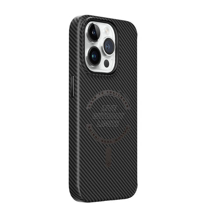 Apple iPhone 15 Pro Kılıf Wiwu LCC-107 Karbon Fiber M-safe Şarj Özellikli Kamera Korumalı Kabon Kapak