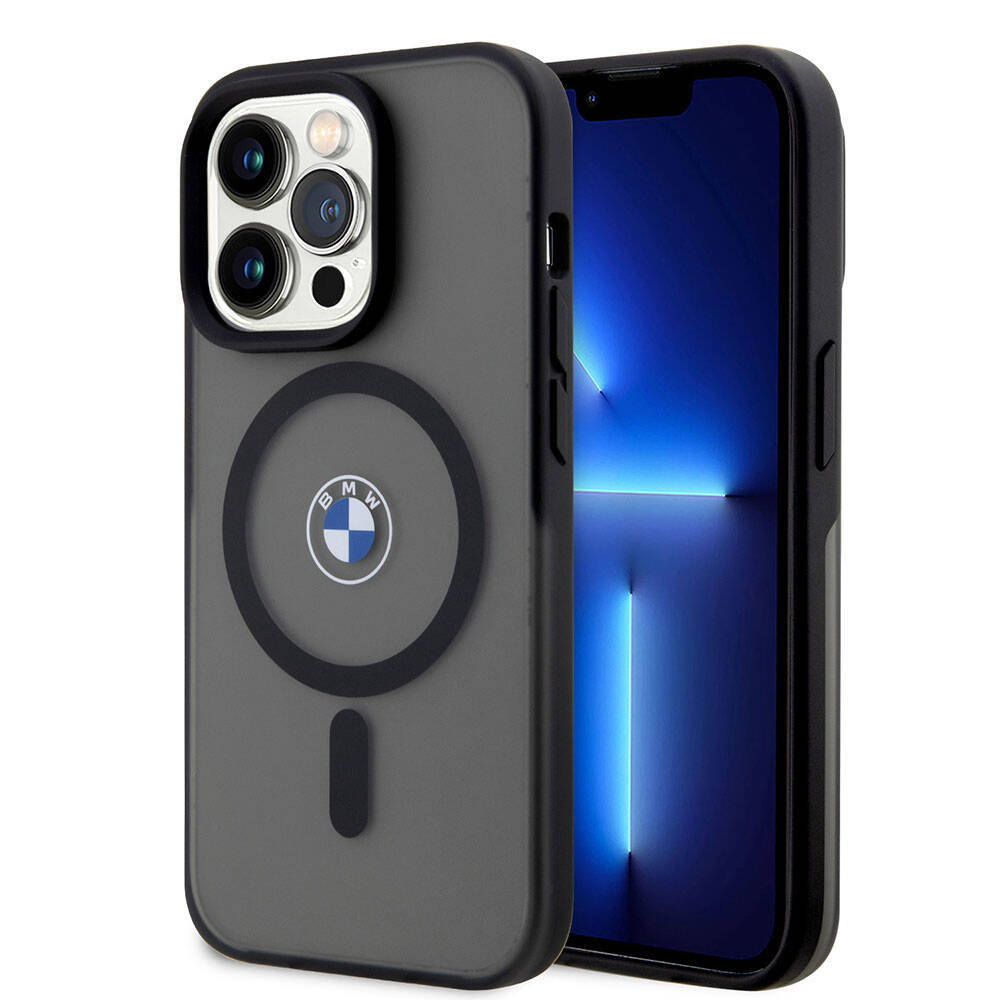 Apple iPhone 15 Pro Max Kılıf BMW Orjinal Lisanslı M-safe Şarj Özellikli IML Baskı Logolu Buzlu Mat Kapak