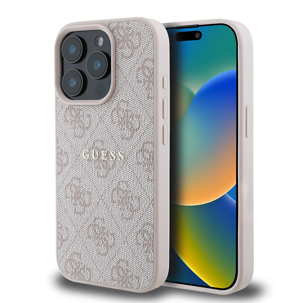 Apple iPhone 15 Pro Max Kılıf Guess Orjinal Lisanslı M-safe Şarj Özellikli 4G Desen Yazı Logolu Kapak