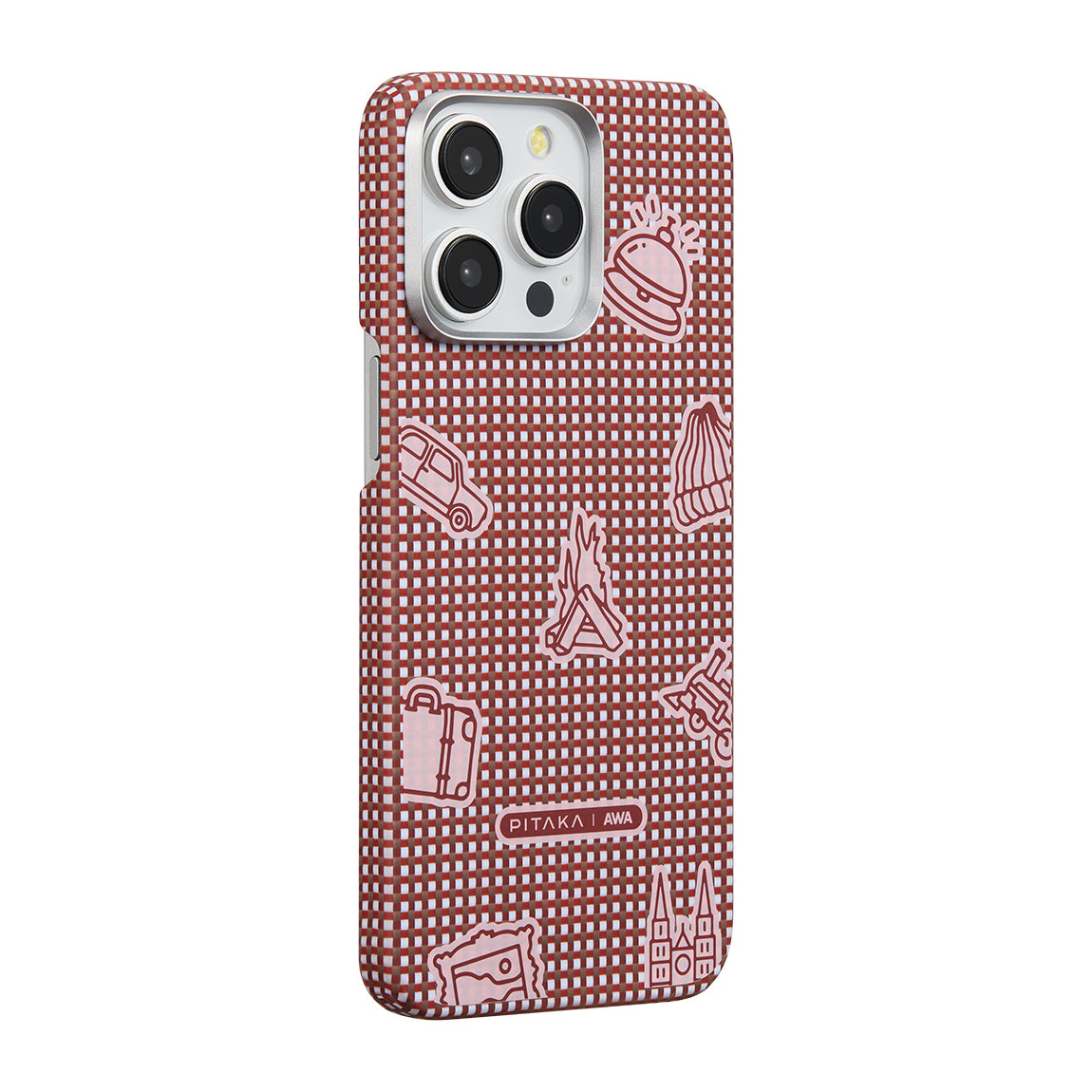 Apple iPhone 15 Pro Max Kılıf M-safe Şarj Özellikli Awa Tasarımlı 1500D Aramid Fiber Pitaka Ultra-Slim Classic Serisi Bonfire Kapak