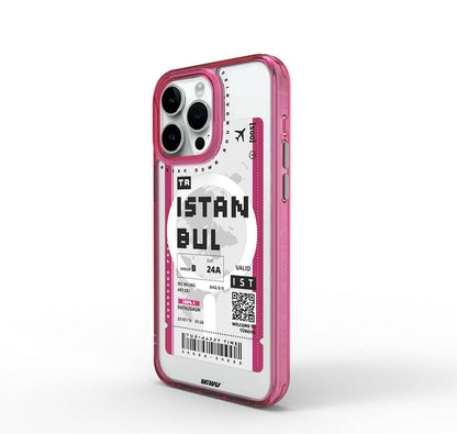 Apple iPhone 15 Pro Max Kılıf M-safe Şarj Özellikli Bilet Desenli Wiwu Turkey B Serisi Kapak