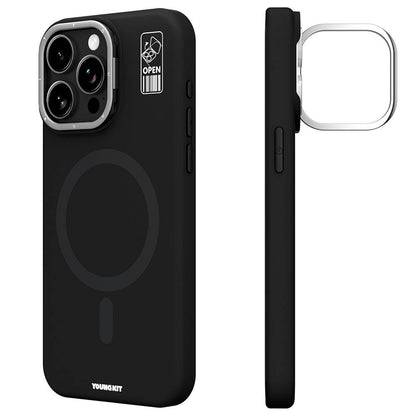 Apple iPhone 15 Pro Max Kılıf M-safe Şarj Özellikli Kamera Standlı Youngkit Bitty Cream Kapak