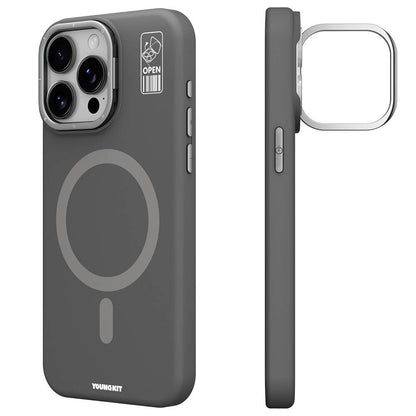 Apple iPhone 15 Pro Max Kılıf M-safe Şarj Özellikli Kamera Standlı Youngkit Bitty Cream Kapak